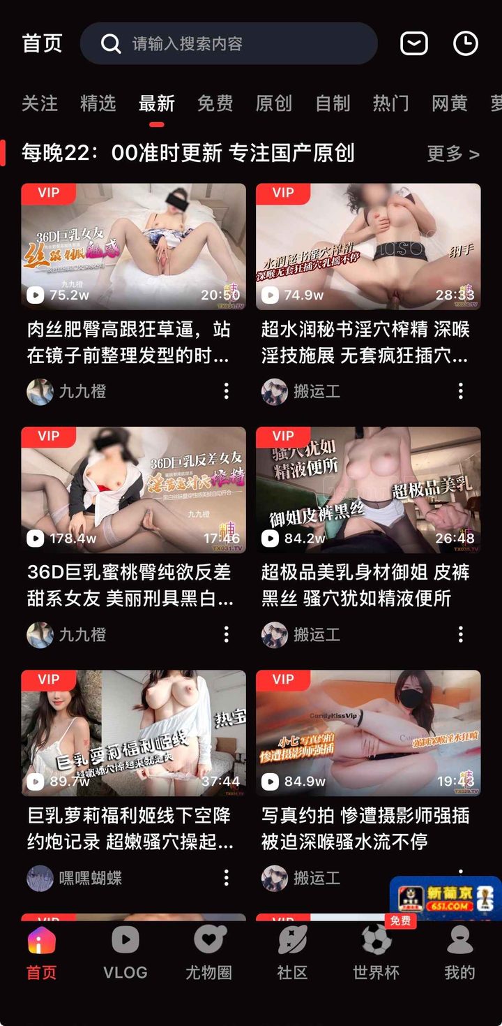 最新视频分区界面示意：标题行与内容卡片依次排列
